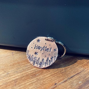 手工客製金屬狗牌 寵物吊牌 寵物名牌 森林星空-02