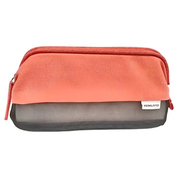 KOKUYO 國譽 展開式網狀筆袋 - 拉鍊式大開口 網紗透視  粉色  1個