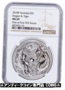 アンティークコイン 2018-P Australia 1oz Silver Tiger & Dragon $1