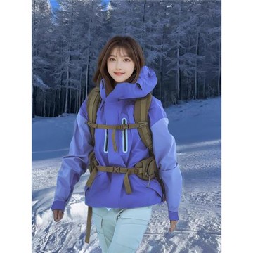 FUYAN紫色沖鋒衣款外套女2025春秋新款三合一戶外加絨滑雪登山服