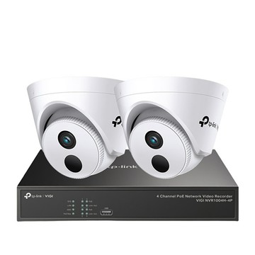 TP-Link 昌運監視器 組合 VIGI NVR1004H-4P 4路 PoE+ 網路主機+VIGI C430I VIGI 3MP 紅外線半球型監視器*2