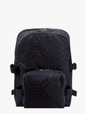 Nylon and leather backpack with check motif - BURBERRY - gender_Man
