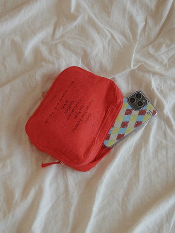 Lightweight French Linen Travel Pouch [RED]