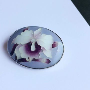 嘉德麗雅景泰藍胸針【富士色淺紫】純銀包絲景泰藍