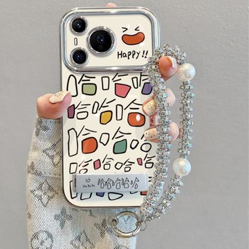 電鍍銀五彩哈哈文字支架適用于OPPOA5PRO手機殼a1pro保護套a97/A96手鏈a2m全包a77/a53/a55/a72/A58X防摔A3