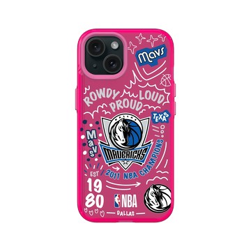 iPhone 15 Clear 粉漾桃 - NBA - 塗鴉系列-達拉斯獨行俠 Dallas Mavericks - Graffiti