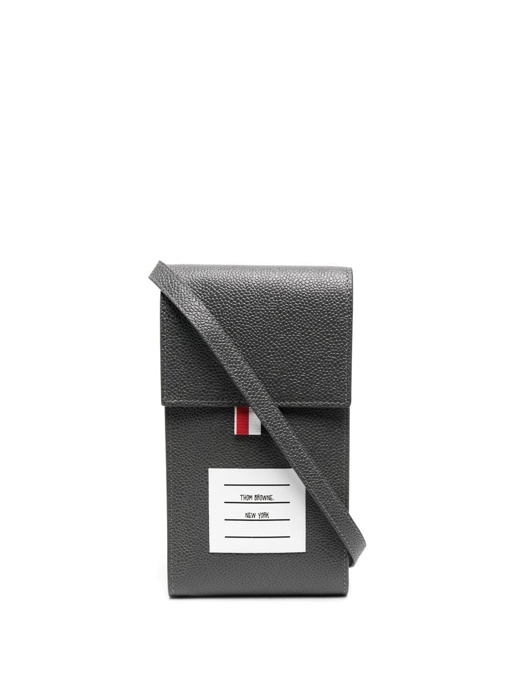 Thom Browne - 4-Bar crossbody phone bag - men - Grained Leather - One Size - Grey