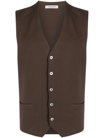 Fileria - button-down cotton gilet - men - Cotton - 54 - Brown