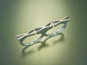 日本品質 | 雙指 LOVE 戒指 KISS KISS KISS Silver925