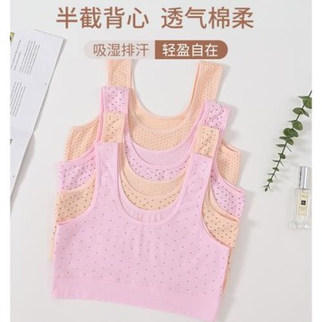 夏季全棉加肥大碼薄款老人純棉半截小背心中老年女士內衣吊帶