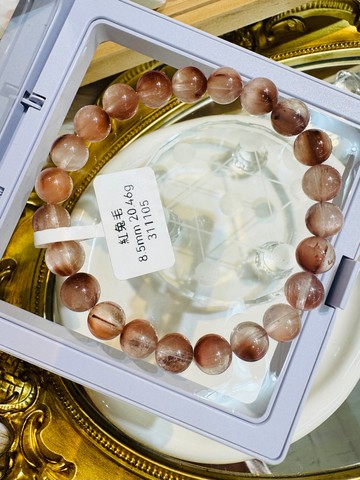 小精品天然半盆紅兔毛8.5mm20.46g調和氣血內分泌失調情緒