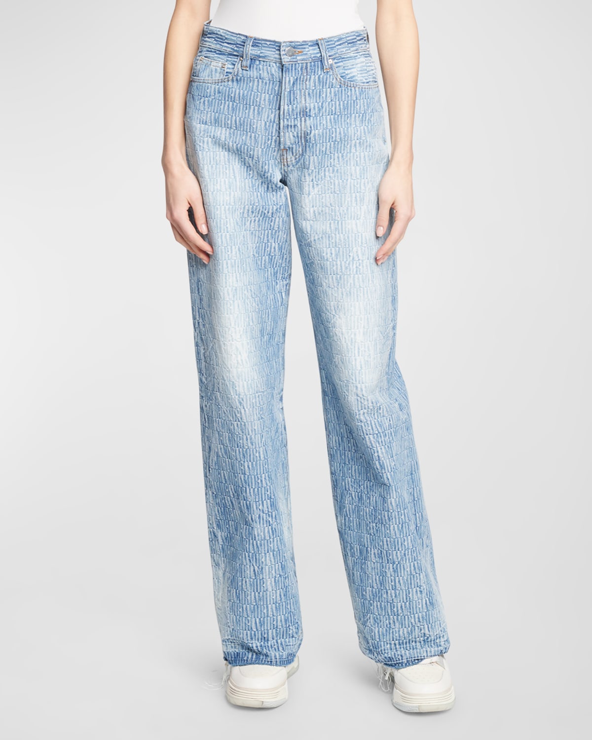 Logo Jacquard Wide-Leg Jeans