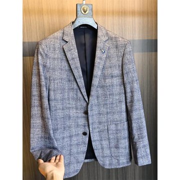 G貨！絲滑觸感！柜400+！秋季男士高級提花平駁領商務休閑西服潮