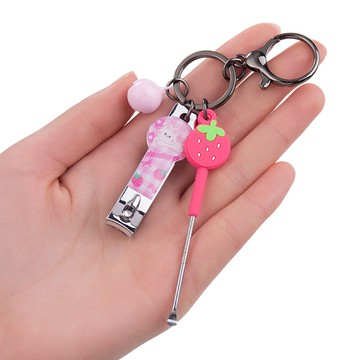 卡通指甲刀挖耳勺鑰匙扣掛件創意個性指甲鉗指甲鉗汽車鏈書包掛飾