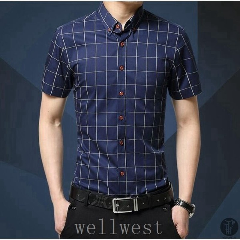 チェックシャツワイシャツyシャツシャツメンズ半袖ボタンダウントップスレギュラーカラー代引不可 通販 Lineポイント最大get Lineショッピング