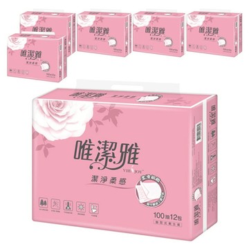 VIRJOY 唯潔雅 抽取式衛生紙 原生紙漿 100張  12包  6袋