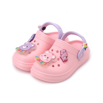 彩虹熊 Q彈電燈洞洞鞋 粉 CBKG59993 中大童鞋