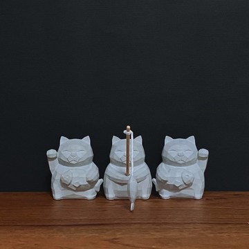 【開運小物擺飾-招財貓】Low-poly / 清水模 / 桌上療癒 / 送禮