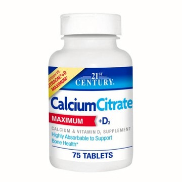 Calcium Citrate + D3 75 Tabs by 21st Century