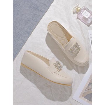 2025款包頭半拖鞋女夏外穿時尚小個子內增高網紅配馬面裙法式涼拖