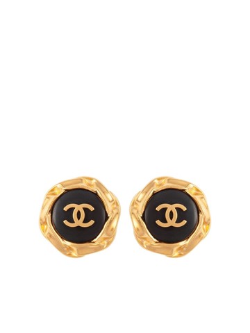 CHANEL Pre-Owned - 1996 CC button clip-on earrings - women - Gold Plated Brass - One Size