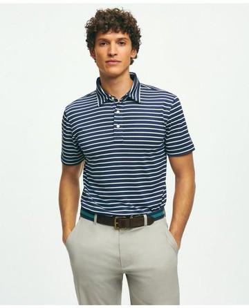 Brooks Brothers Men's Performance Series Mariner Stripe Pique Polo Shirt | Navy | Size Medium
