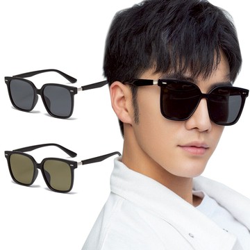 低調奢感質感金屬拼接TR90方框寶麗來偏光墨鏡│UV400太陽眼鏡│深岩黑│山嵐綠 深岩黑615