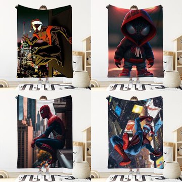 蜘蛛俠印花毛毯漫威系列動漫圣誕蜘蛛俠法蘭絨毯沙發蓋毯圣誕禮物