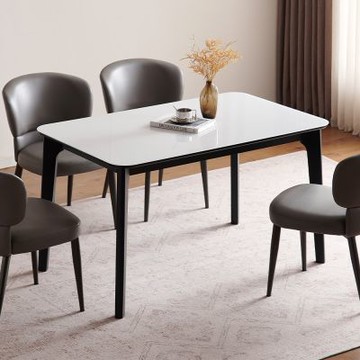 MUNA家居  格雷4.3尺玻璃餐桌/C-6黑長條  130X80X75cm