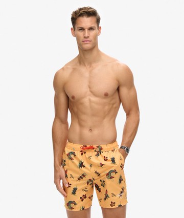 Superdry Men's Men's Recycled Hawaiian Print 17-inch Swim Shorts Yellow / Aloha Golden Yellow - Size: L