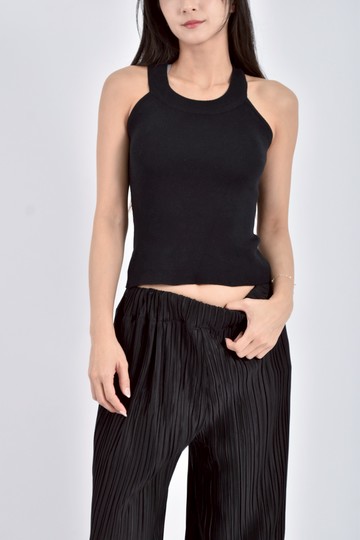 (S) 質感無袖背心黑色上衣