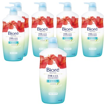 Biore 蜜妮 淨嫩沐浴乳 控油清爽型 熱情木槿花香  1kg  6瓶
