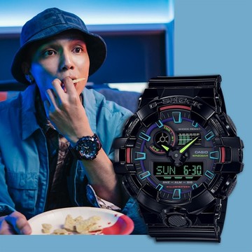 CASIO 卡西歐 G-SHOCK AI 探索虛擬彩虹系列雙顯錶 雙12購物節 送禮首選 GA-700RGB-1A