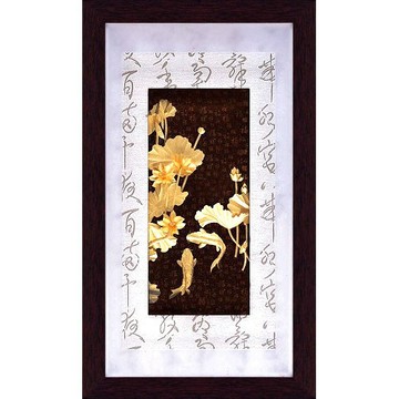 開運陶源 雅鑑鑫品 【彩金系列-連年有餘】 純金金箔畫 82 x 48cm