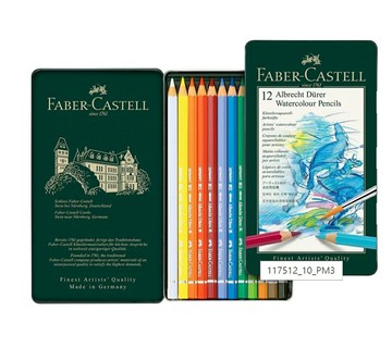 Faber-Castell水性色鉛筆綠色精緻鐵盒裝12色組 *117512【APP滿額下單10%點數(單一帳號最高5000點)】1/31止