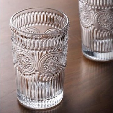 九土手工浮雕玻璃水杯水晶玻璃杯子北歐風家用浮雕創意透明果汁冷飲牛奶啤酒杯浮雕玻璃杯浮雕杯雕花玻璃杯威士忌CUPR0532