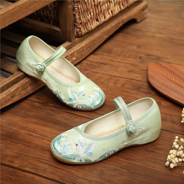 繡花鞋中高跟旗袍鞋子女漢服鞋百搭民族風中大童舞蹈鞋老北京布鞋