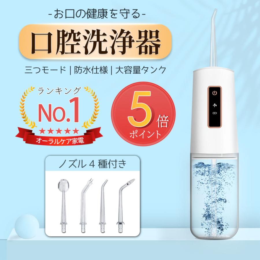 ✨️人気商品✨️口腔洗浄器 5つモード調節可能 5替えノズル 300ML