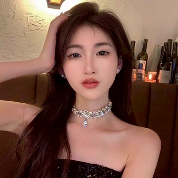 【璽飾花美】BC017新娘項鍊巴洛克超閃水鑽項鍊名媛鎖骨鏈歐美誇張設計滿鑽項鍊時尚個性鎖骨頸鍊禮服鎖骨鏈巴洛克彩色寶石珍