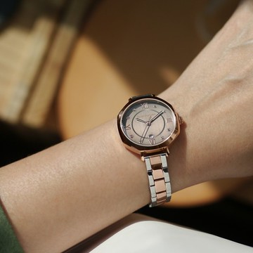 Hush Puppies 晶鑽羅馬八角女錶(HP3902)-灰褐