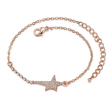 女士腳鍊．點綴星空．玫瑰金．星星