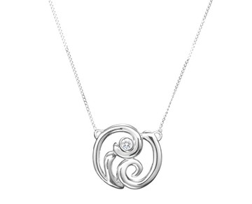 鑽石金項鍊 漩渦白金項鍊 立體波浪墜子鎖骨鍊 簡約14k白金輕珠寶