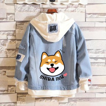 牛仔外套男潮牌歐美街頭秋季2023年新款潮流寬松夾克假兩件衛衣潮