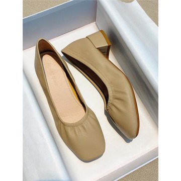 奶奶鞋女粗跟2025年春秋百搭淺口單鞋女高跟鞋中跟工作鞋豆豆鞋子