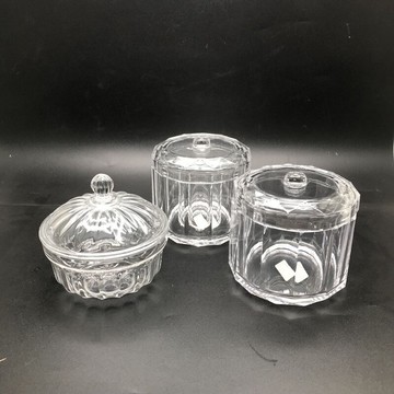嘉寶亞克力圓形帶蓋三花糖果干果盒多格化妝棉牙線帶蓋透明收納盒