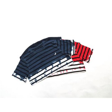 美式嘻哈hiphop街頭潮牌拼接扎染條紋水洗圓領短袖T恤bboy街舞tee