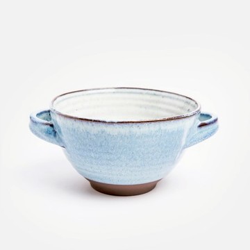 艾禮思陶瓷雙耳碗16.8cm 漣漪藍棕