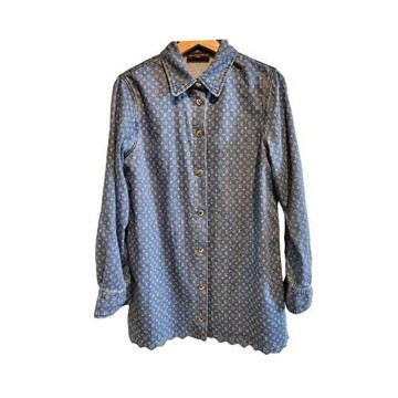【二手精品 9.9成新】Louis Vuitton Monogram 藍色牛仔襯衫外套(剪水洗標) 編號S494