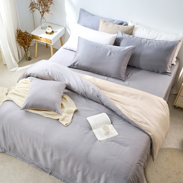 床包被套組(鋪棉兩用被套)-單人/60支/ 萊賽爾天絲三件式 / 芝麻乳酪 台灣製