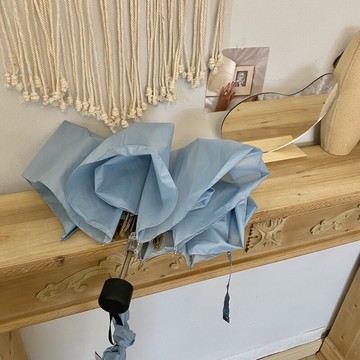 純色薄絲面料雨傘ins風6股三折傘男女通用鋁合金輕質折疊傘日韓傘